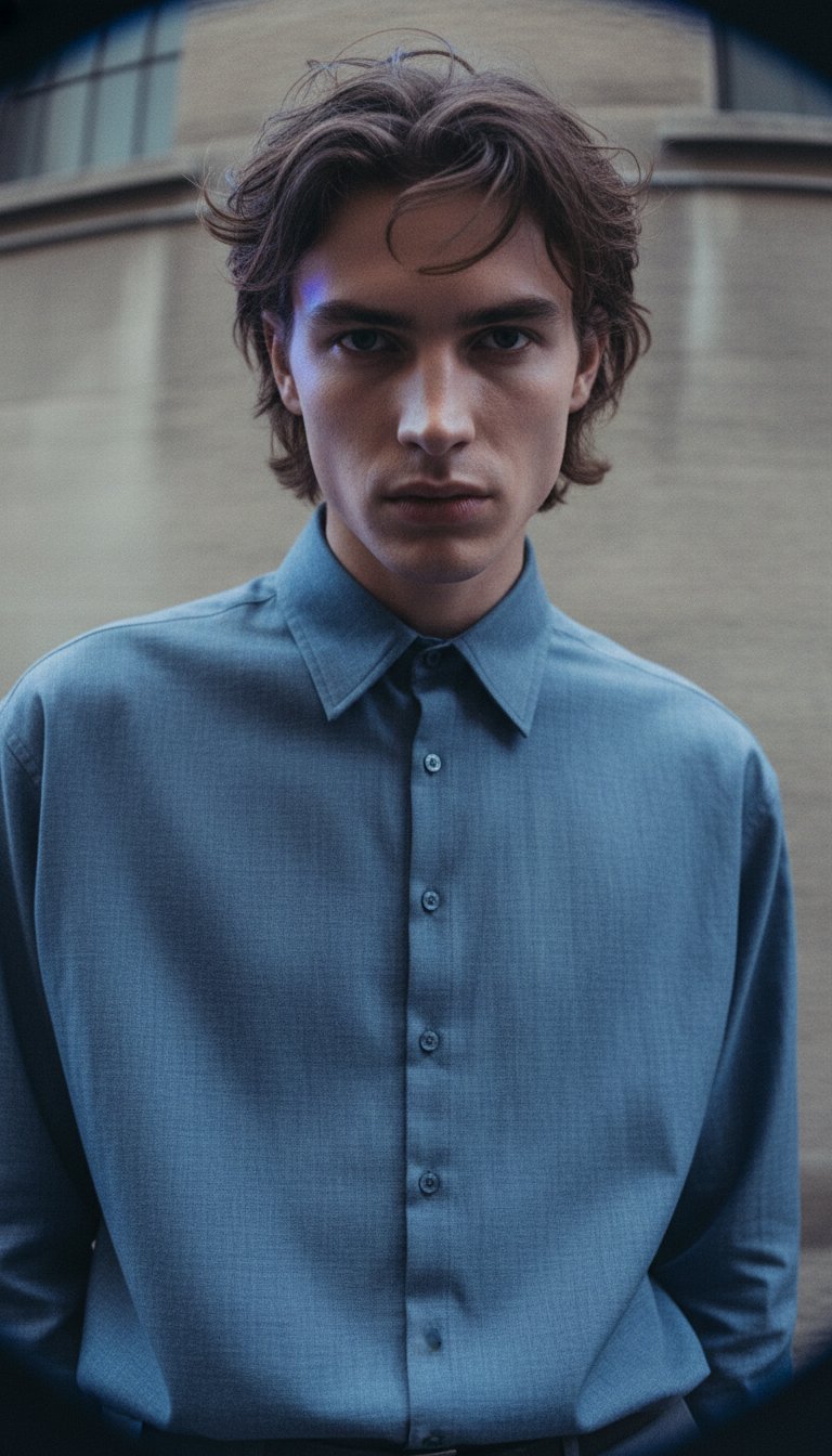 AI product shot of DIALLO CLASSIC CHAMBRAY SHIRT
