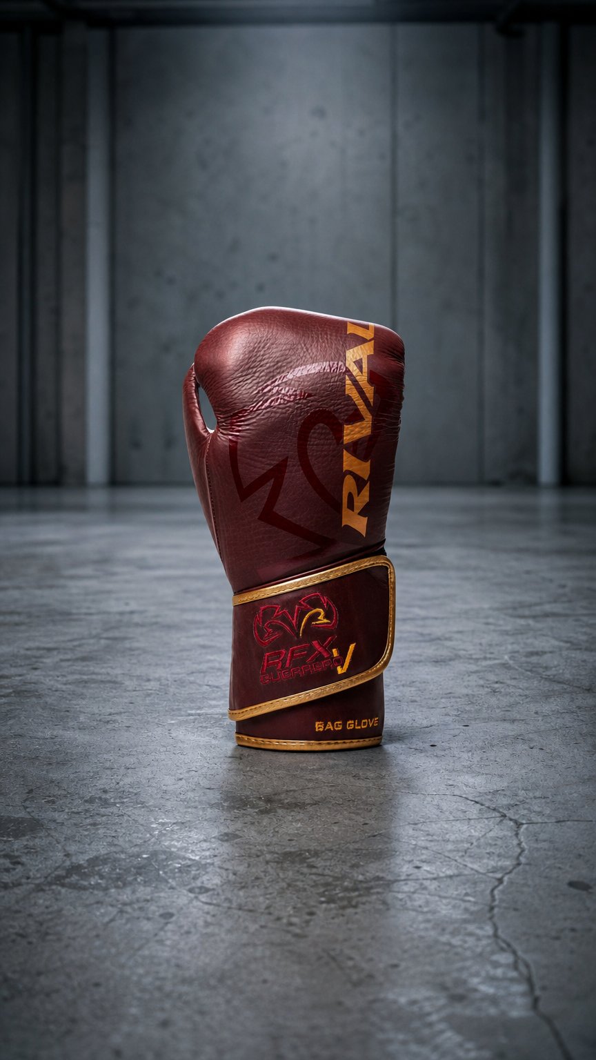 AI product shot of RIVAL RFX-Guerrero-V Bag Gloves - HDE-F (Burgundy/Gold)