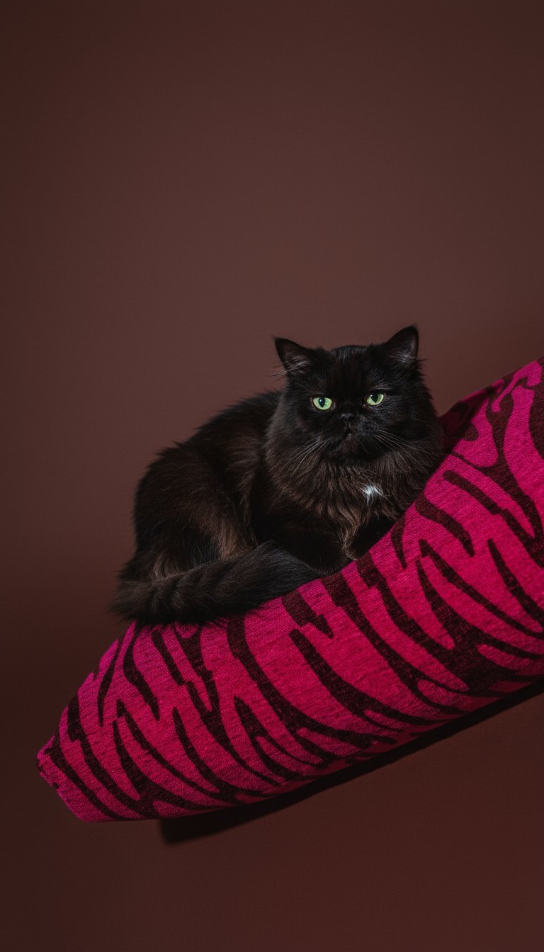 AI product shot of ZEBRA DOG BED - BORDEAUX / PINK