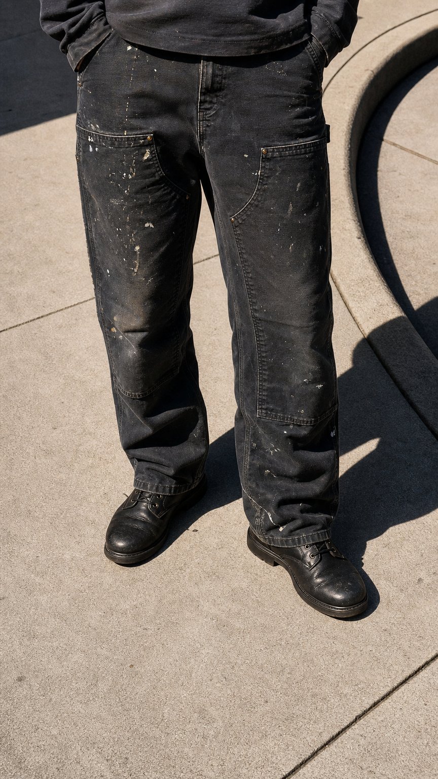 AI product shot of Black Carhartt Double Knees
