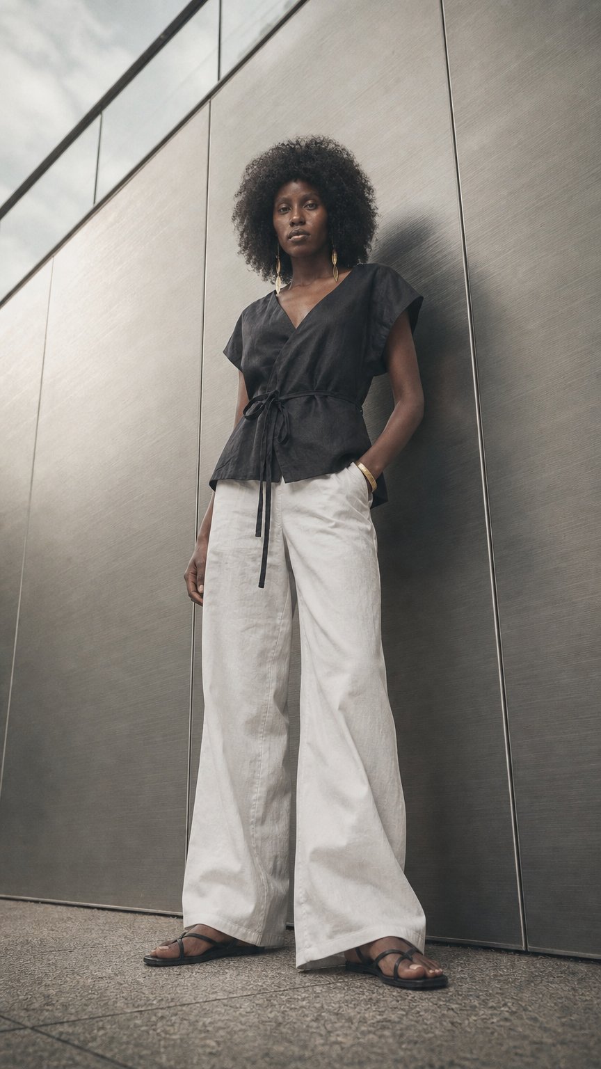 AI product shot of Asili Wrap Top - Black