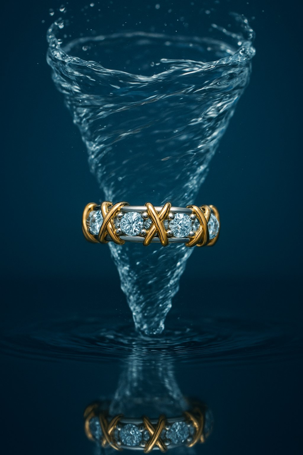 AI product shot of Sixteen Stone by Tiffany Ring in Yellow Gold and Platinum with Diamonds