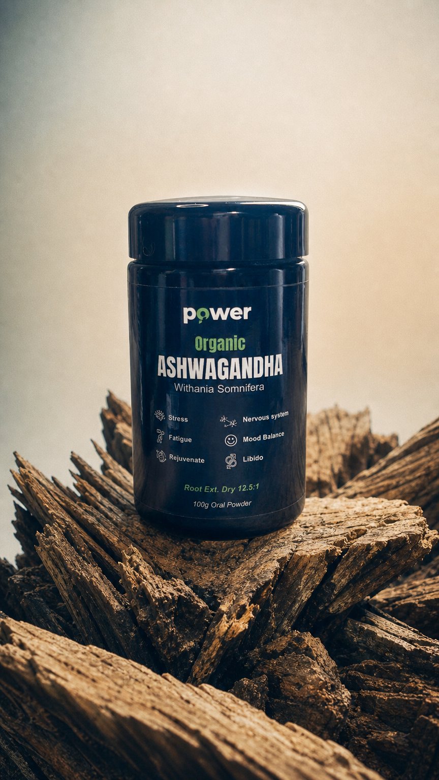 AI product shot of Organic Ashwagandha (Withania Somnifera)