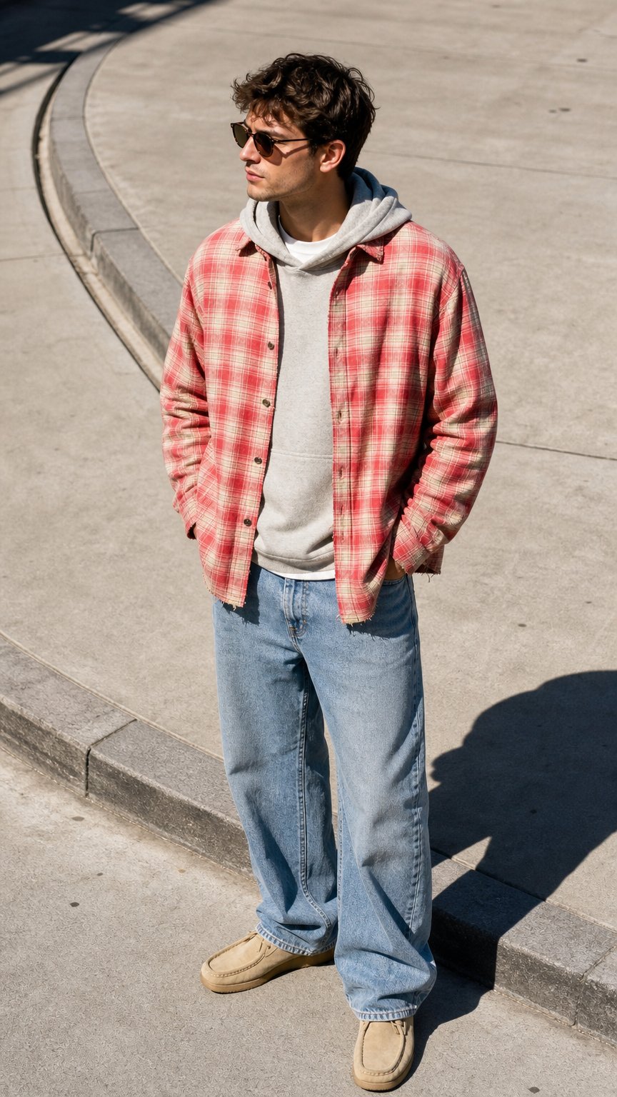 AI product shot of aging loose check shirt