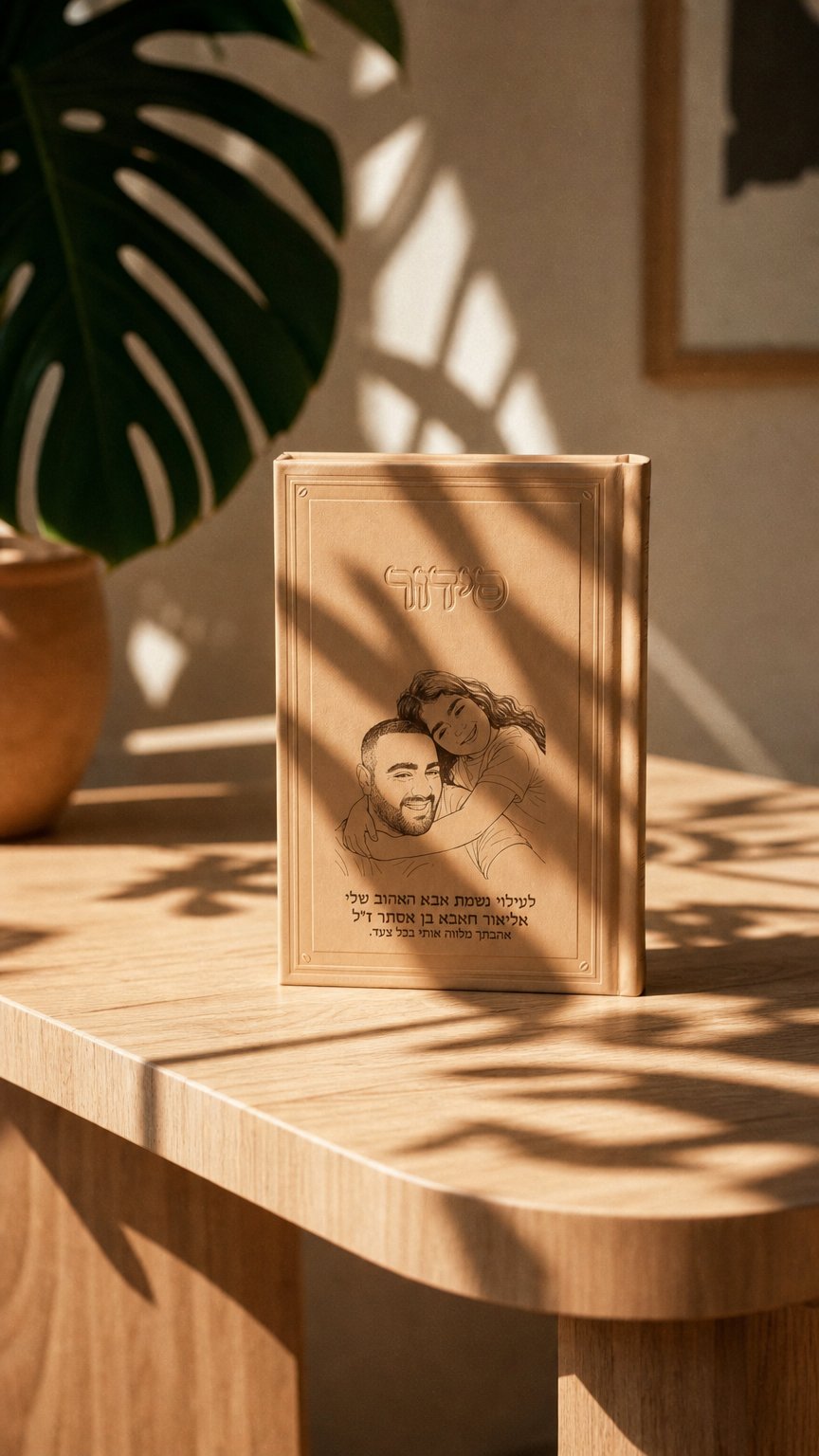 AI product shot of סידור קרטייה- עם הדפס 2 צדדים
