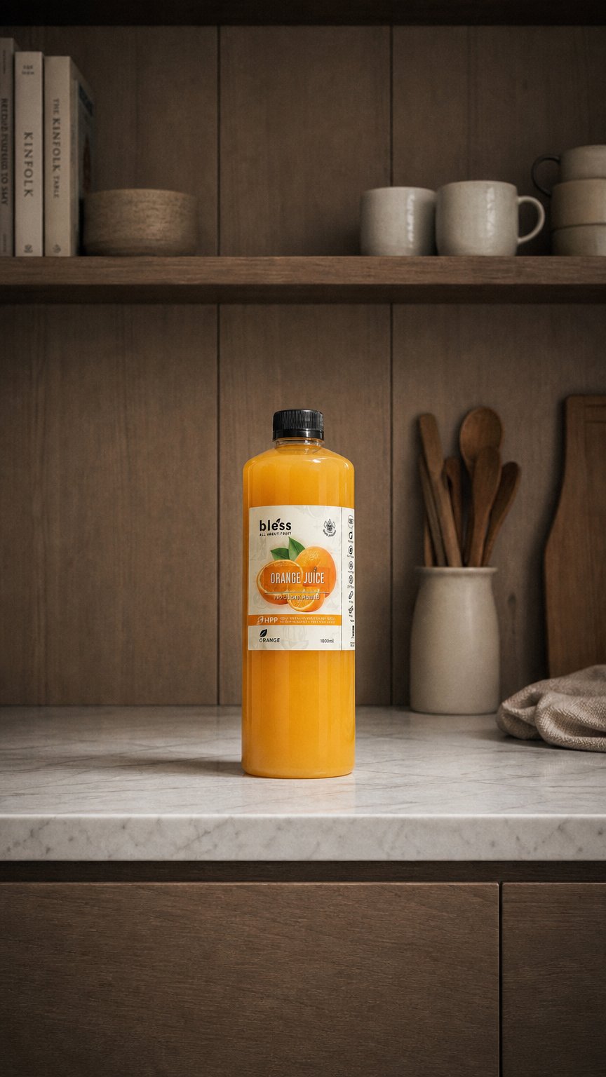 AI product shot of 冷壓橙汁