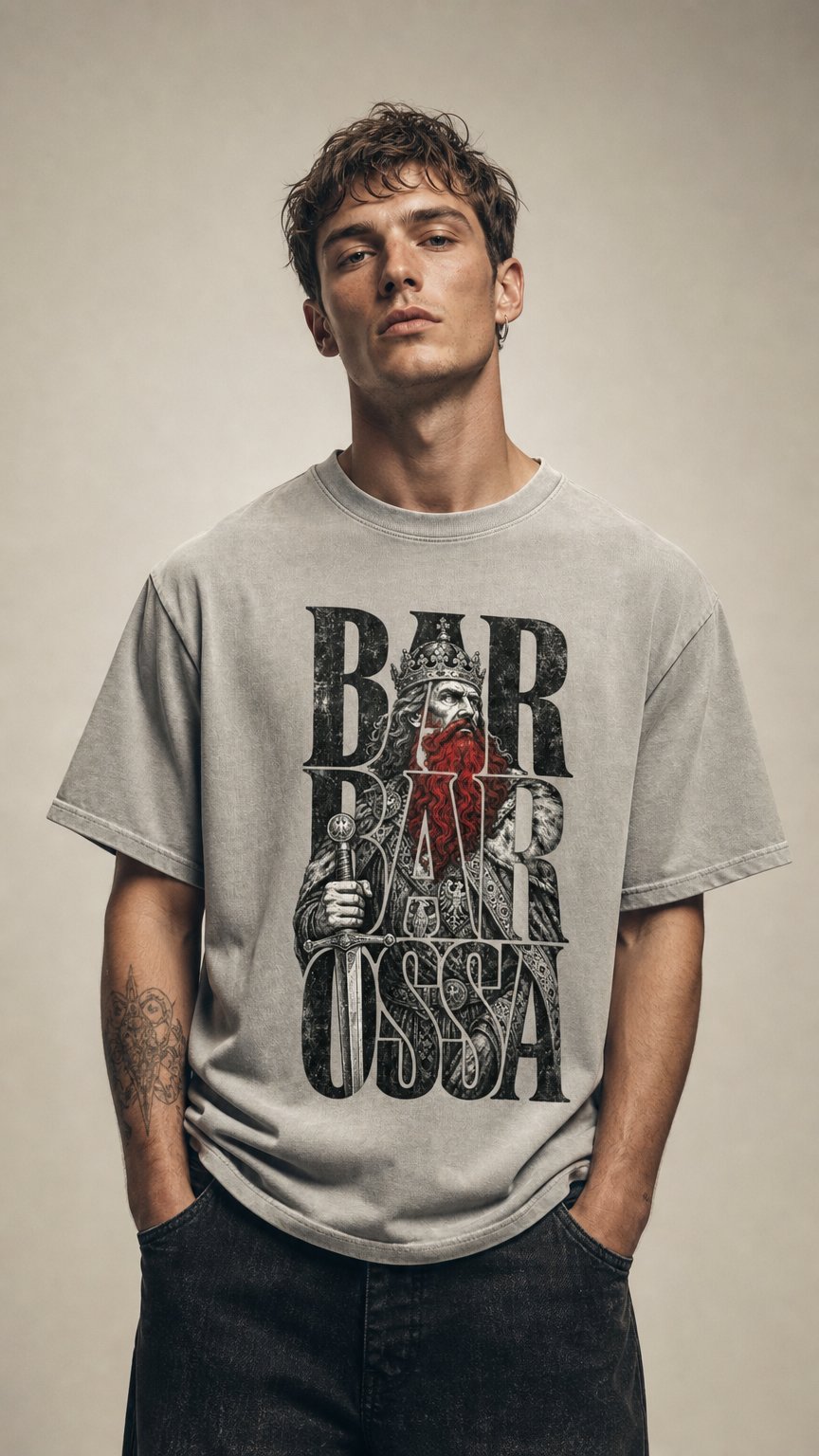 AI product shot of Barbarossa – Oversized T-Shirt | German Legends