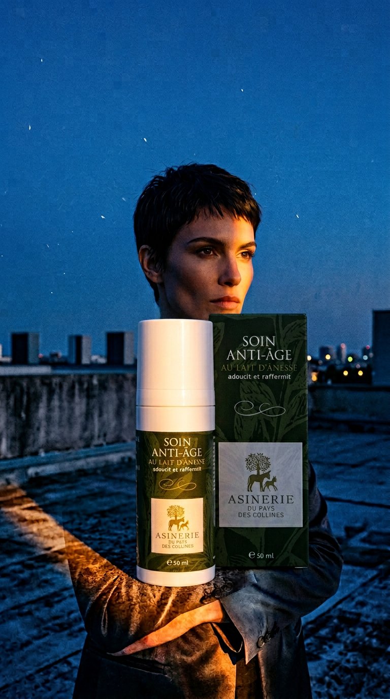 AI product shot of Soin anti-âge au lait d’ânesse 50ml