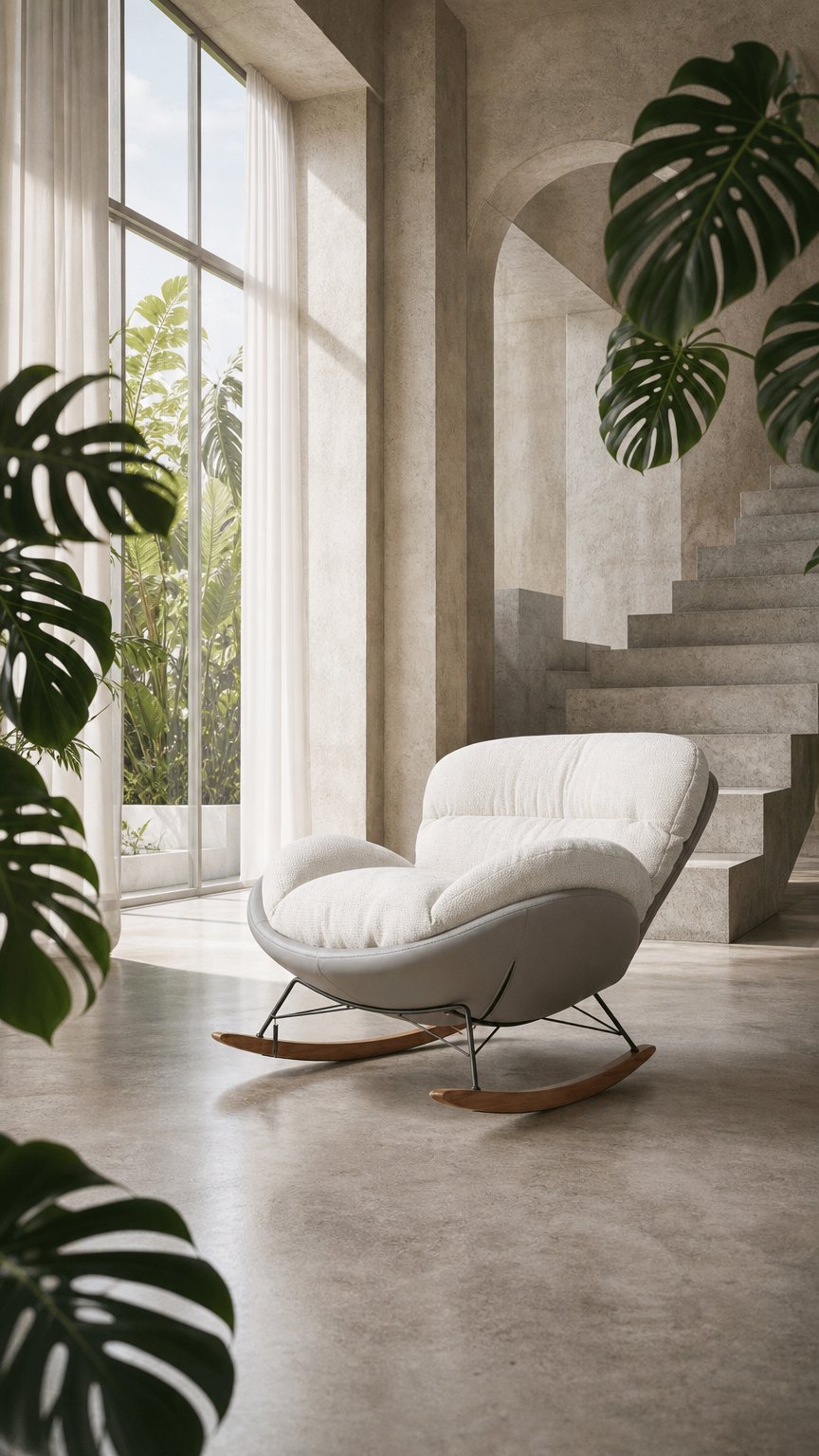 AI product shot of Marlin Rocking Chair (White & Grey)