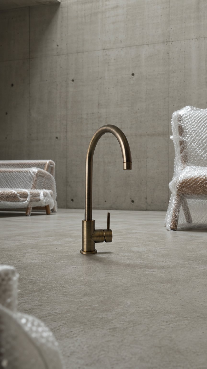 AI product shot of Sydney Round Kitchen Mixer Antique Brass