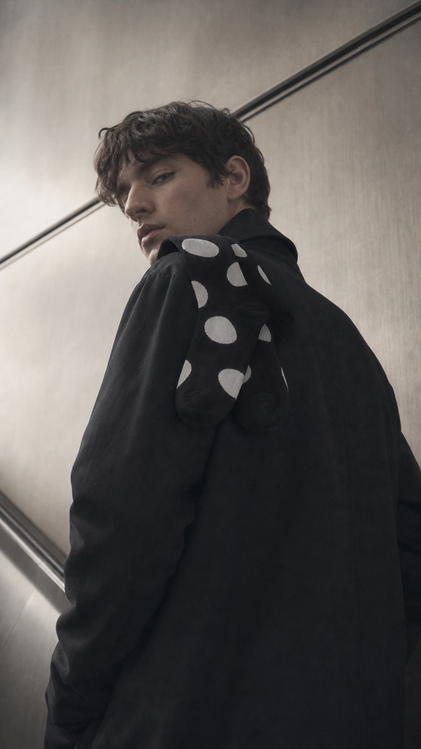 AI product shot of Men’s Polka-Dot Crew Socks