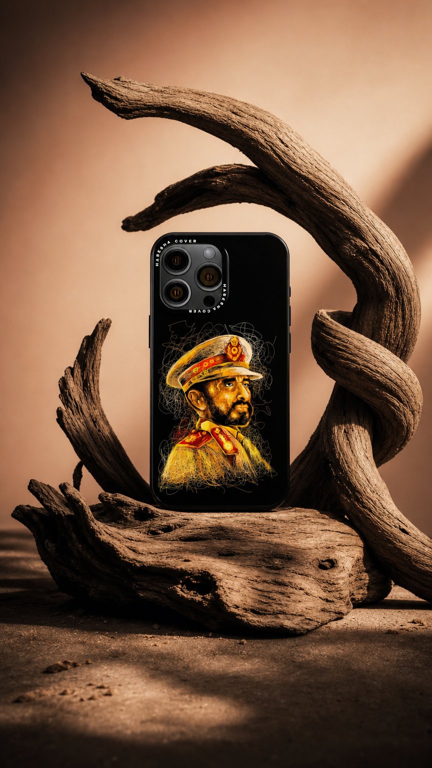 AI product shot of Haile Selassie I Phone Case