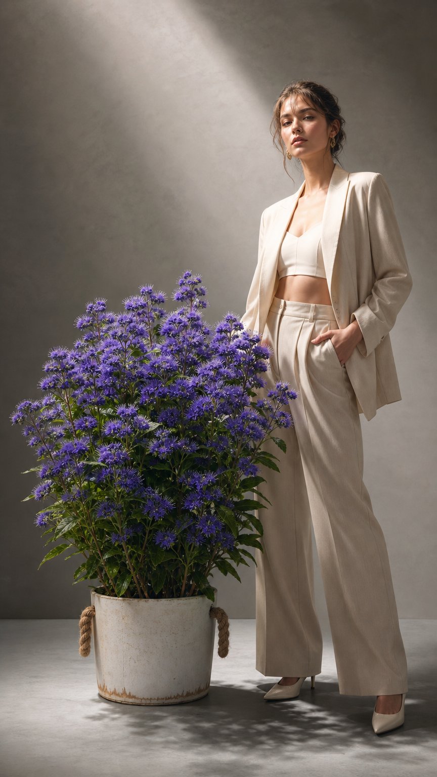 AI product shot of Caryopteris clandonensis 'Grand Bleu' - Angol kékszakáll
