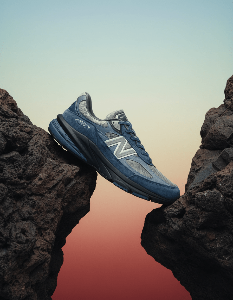 AI product shot of New Balance 990 V6 Blue