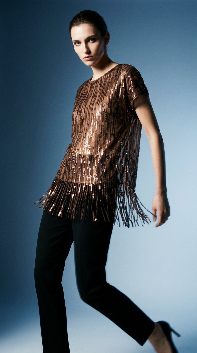 AI product shot of Sequence Beaded Top
