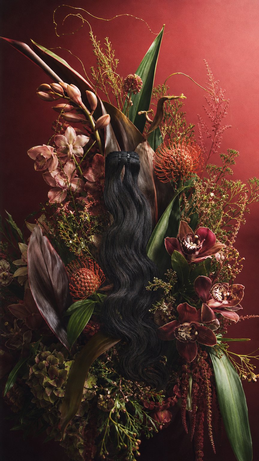 AI product shot of Raw Natural Wavy Bundle