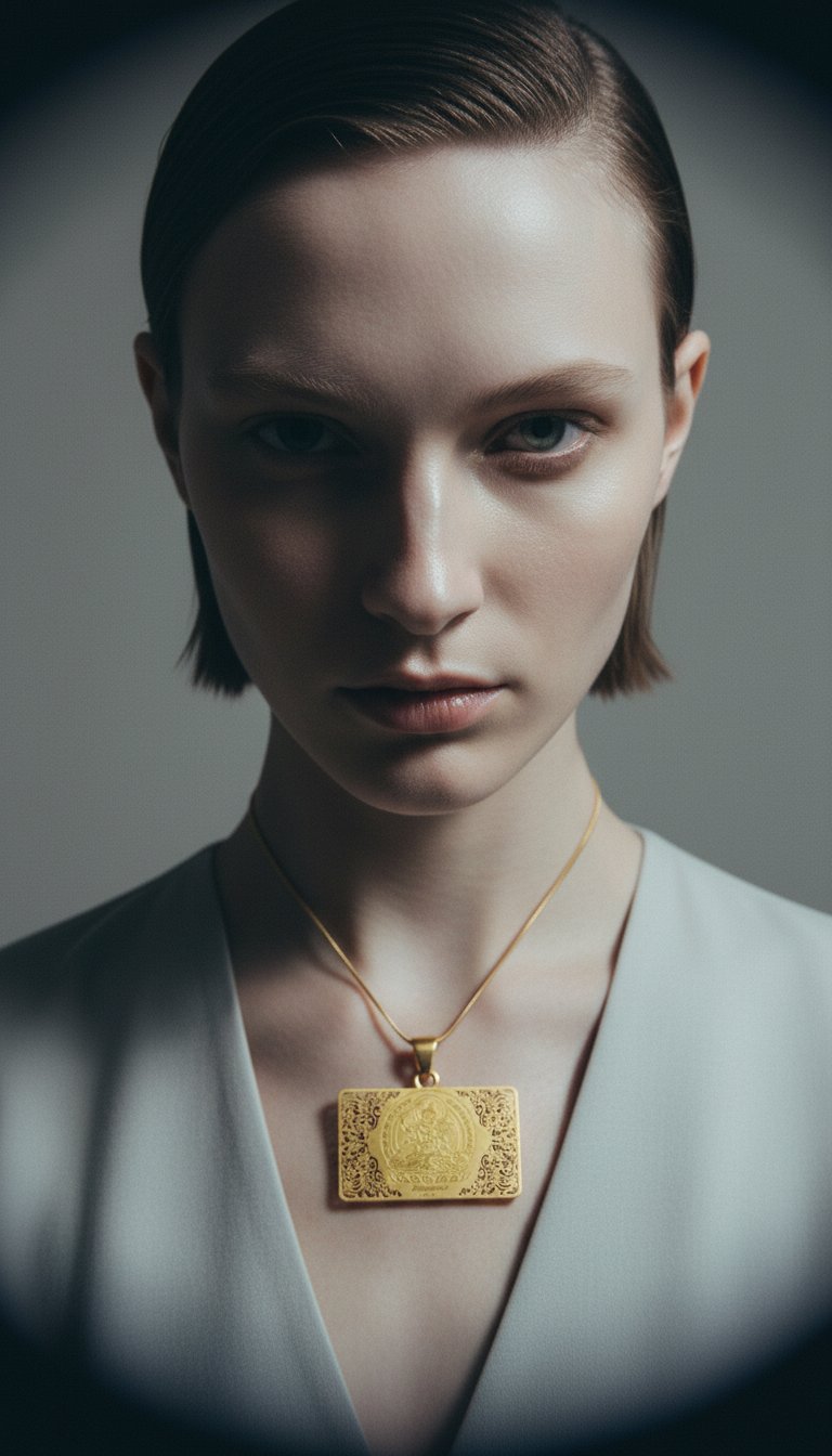 AI product shot of Manjushri Gold Talisman