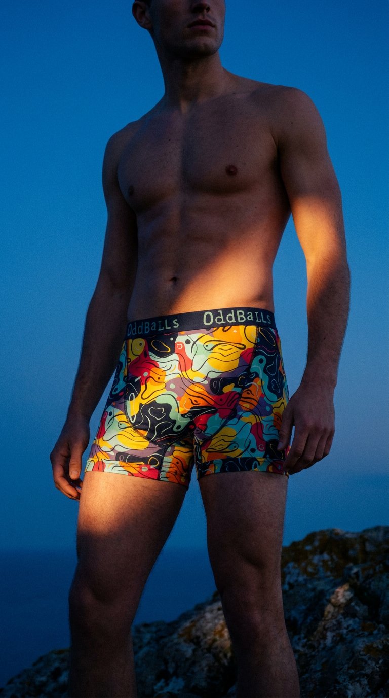 AI product shot of Doodle - Mens Cotton Boxer Shorts