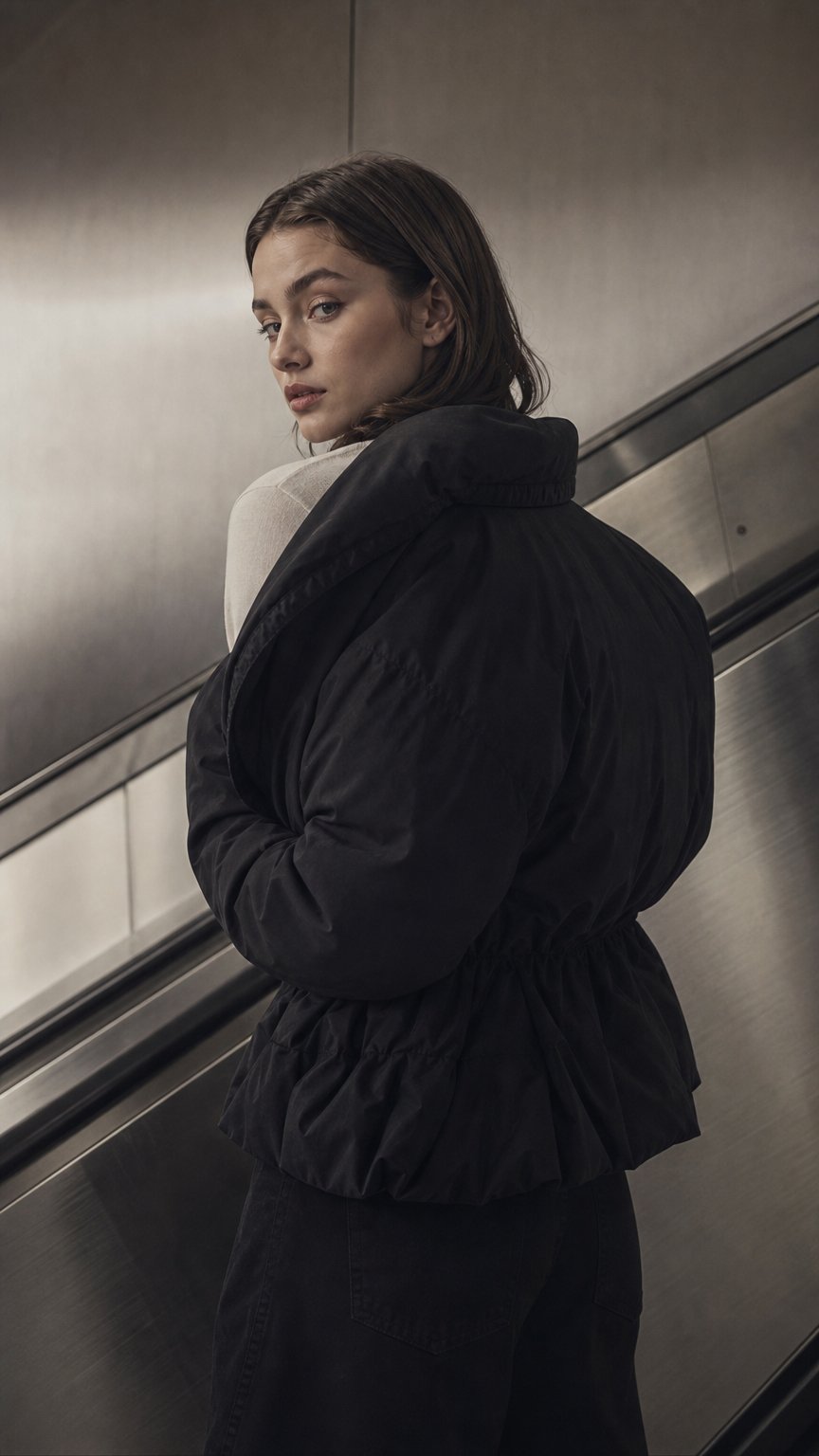 AI product shot of AiiRZ Quilted Cropped Puffer Coat With Hood