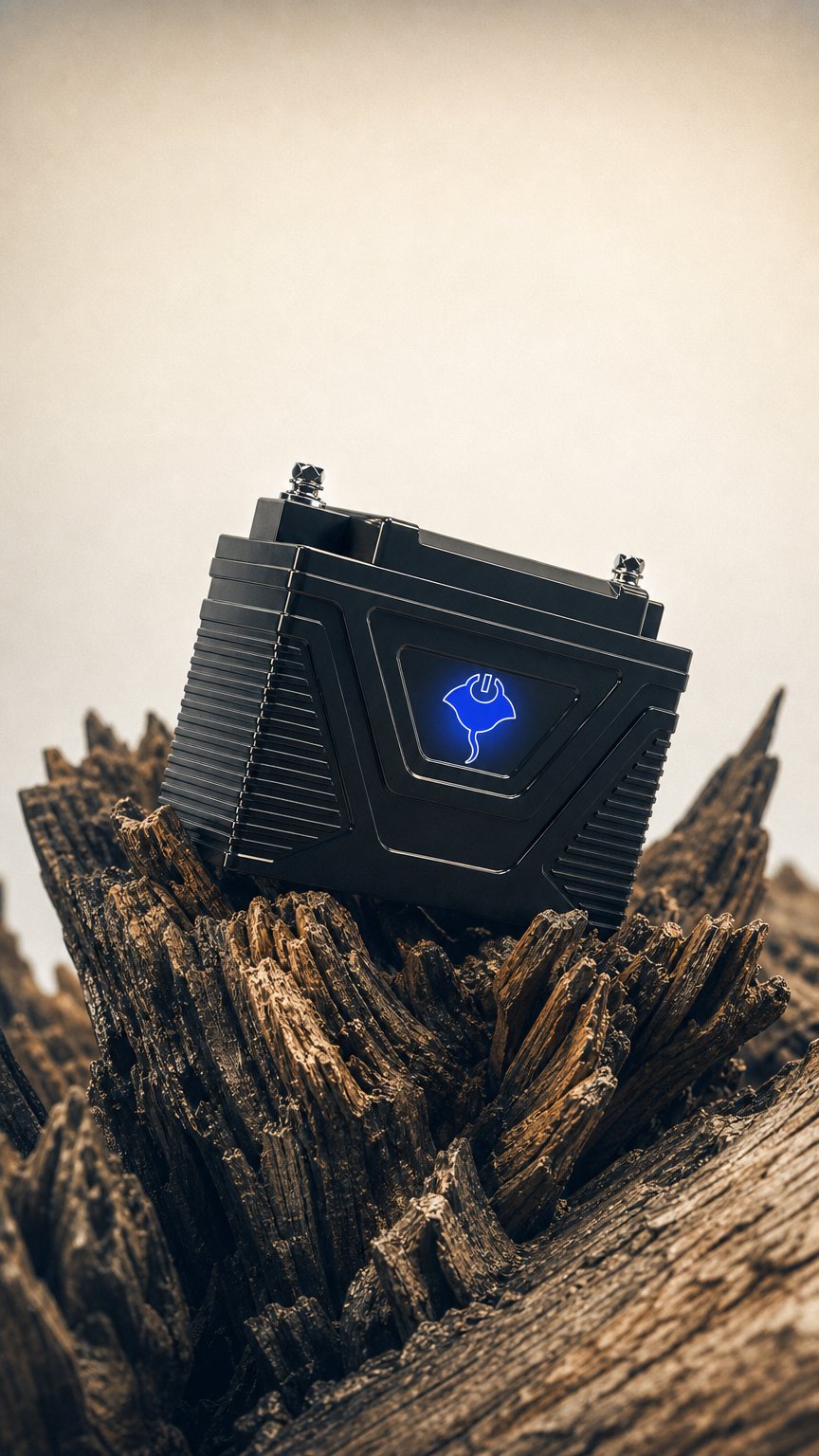 AI product shot of ABYSS® 12V 3Ah Power Sport Lithium Starting Battery