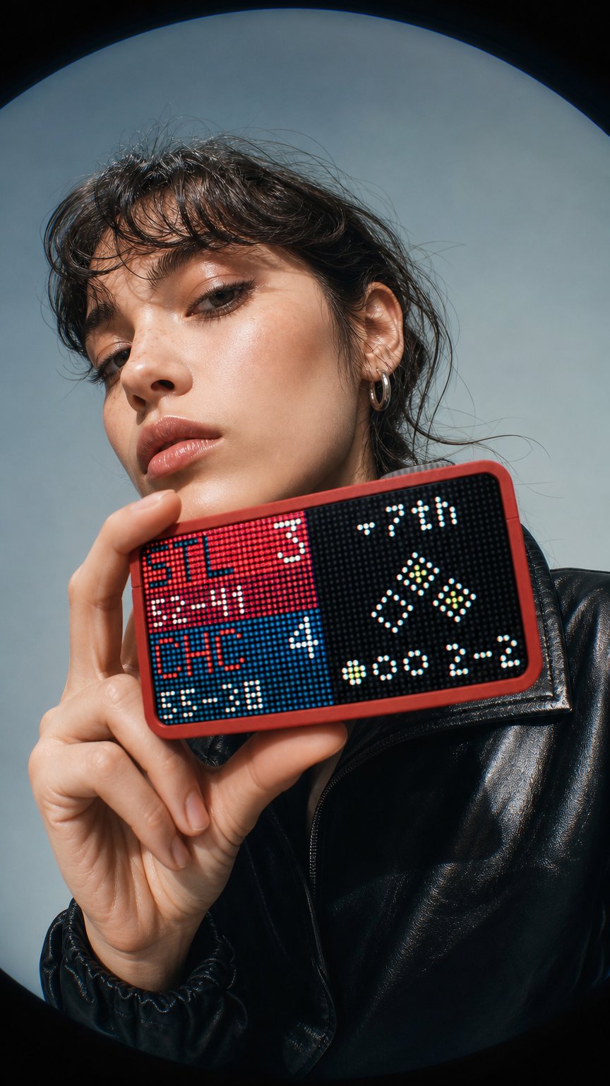 AI product shot of Marquee — the retro smart display