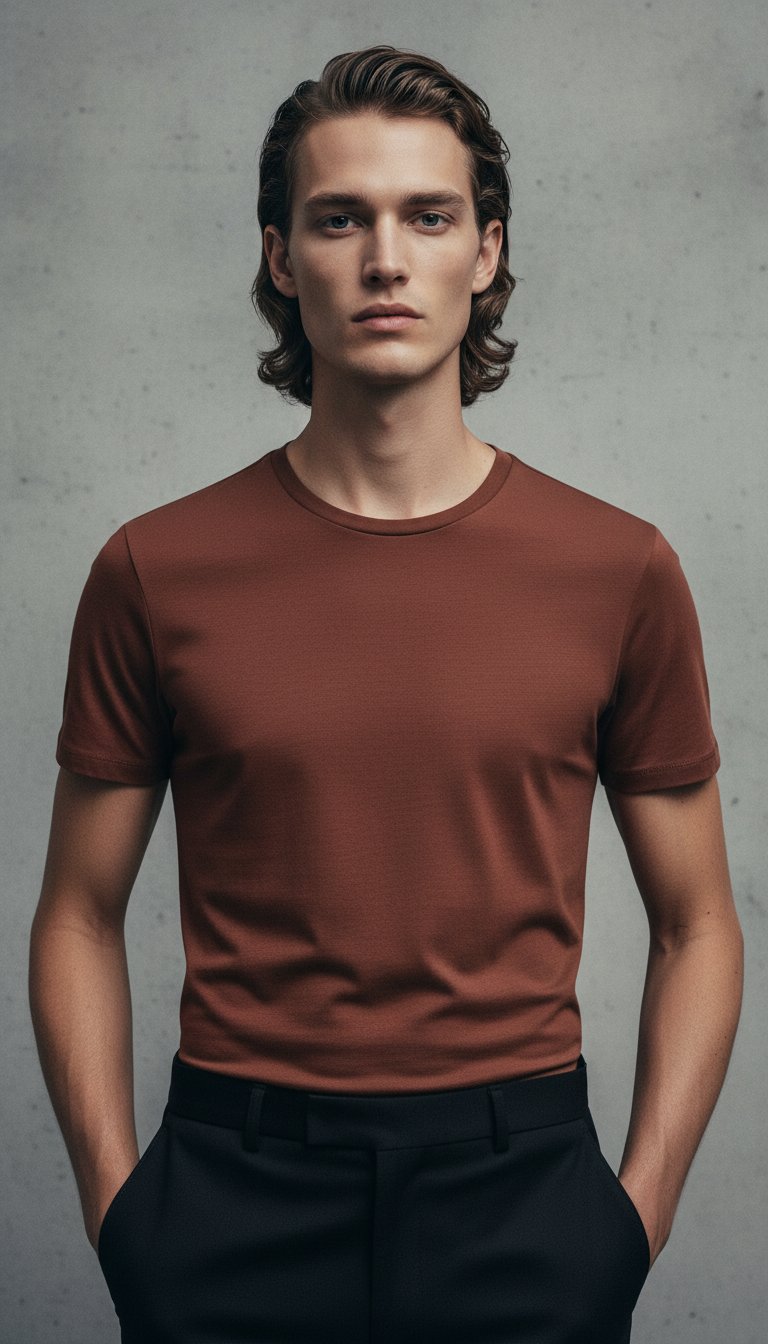 AI product shot of Chestnut Premium Pima Crew Neck