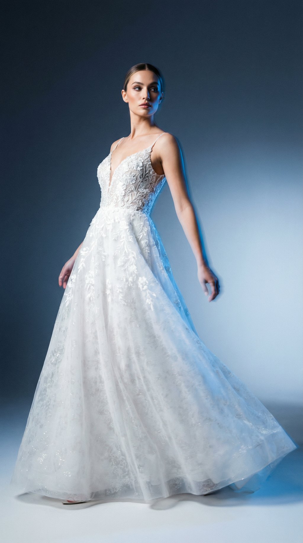 AI product shot of Curated Design Collection, Sample, Glinda wedding gown, size 12