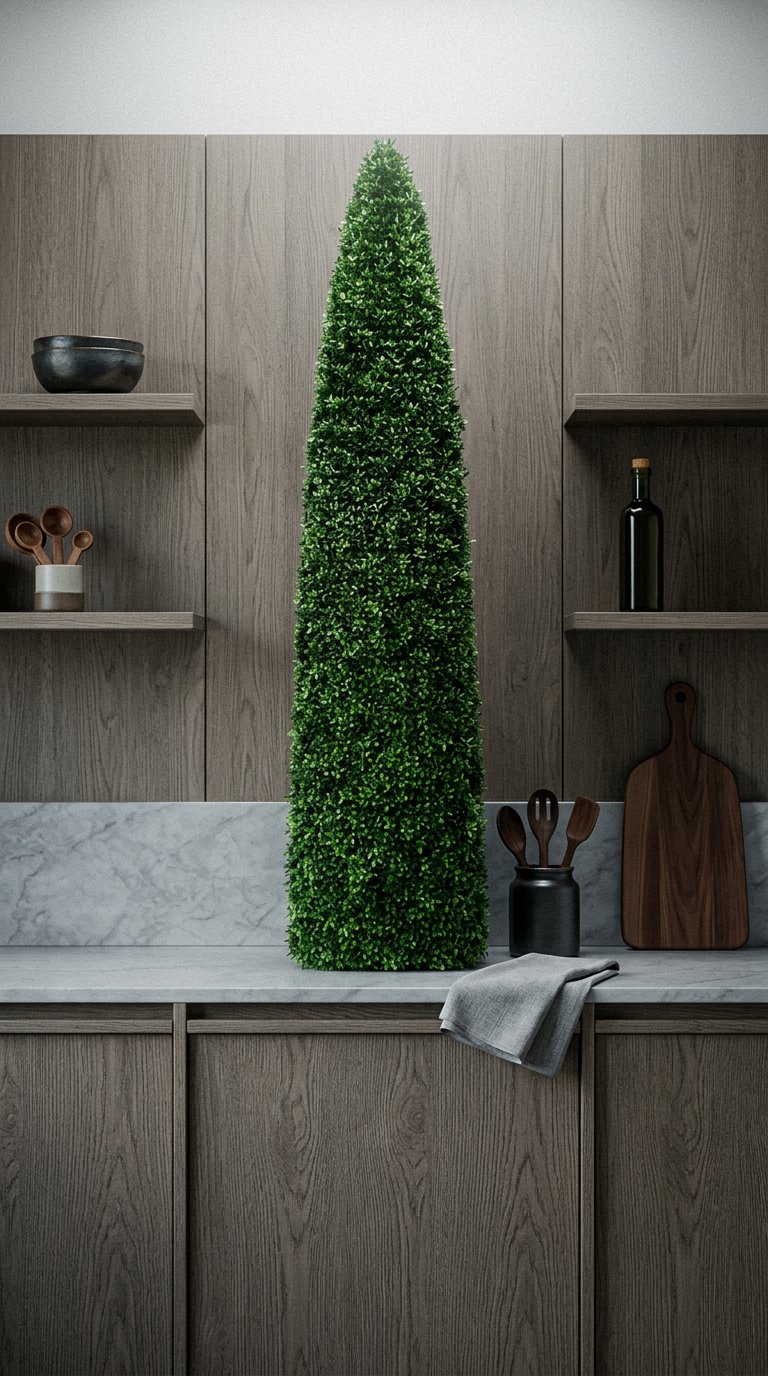 AI product shot of 7 ft. Deluxe Boxwood Obelisk Cone Tree