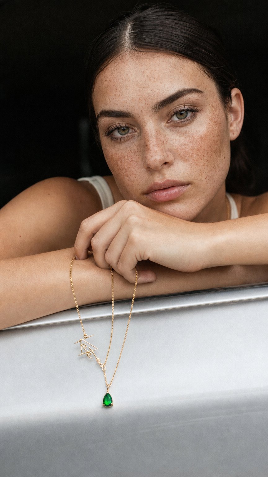 AI product shot of Signature Name and Birthstone Necklace