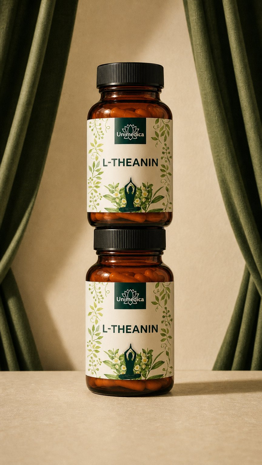 AI product shot of Set: L-Theanine from green tea leaf extract 501 mg per daily dose 2 x 60 capsules from Unimedica