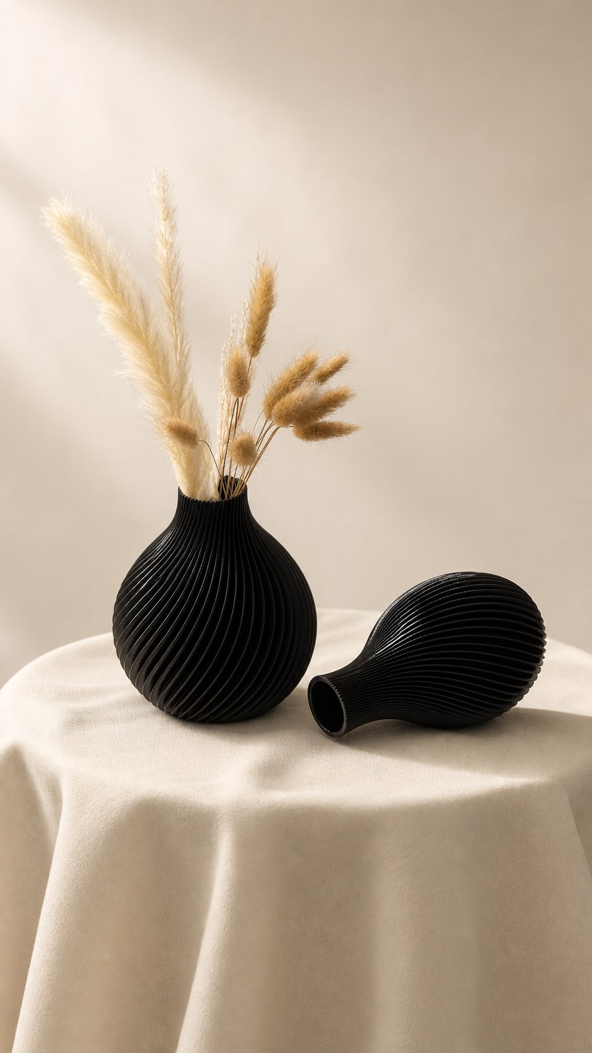 AI product shot of Vinda Vase - Nordic Black