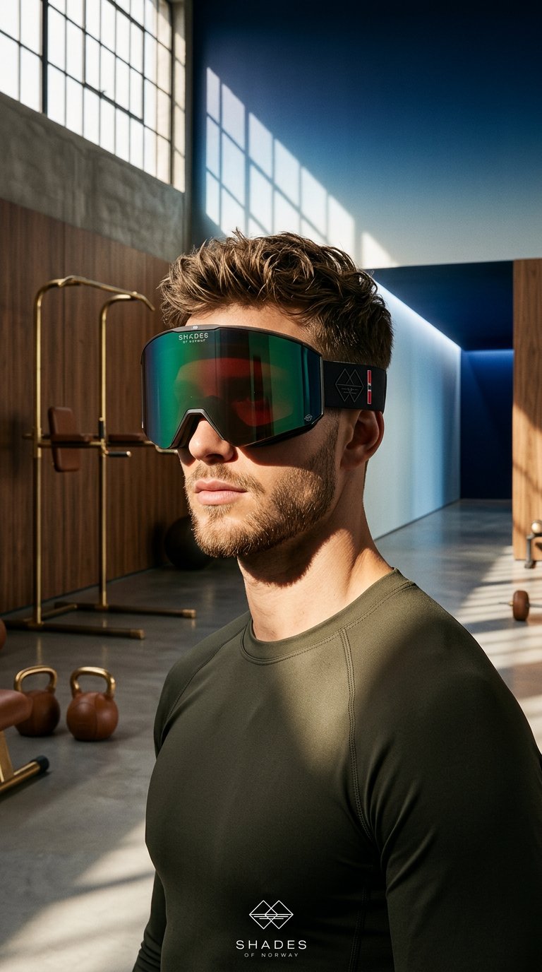 AI product shot of Shades Racing Alpinbrille – Fire Utskiftbare Linser