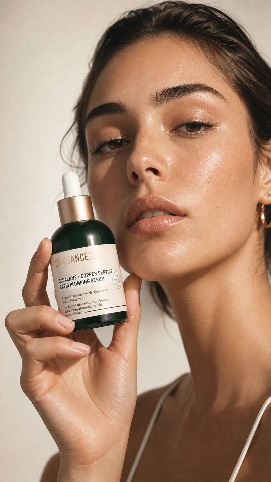 AI product shot of Squalane + Copper Peptide Rapid Plumping Serum
