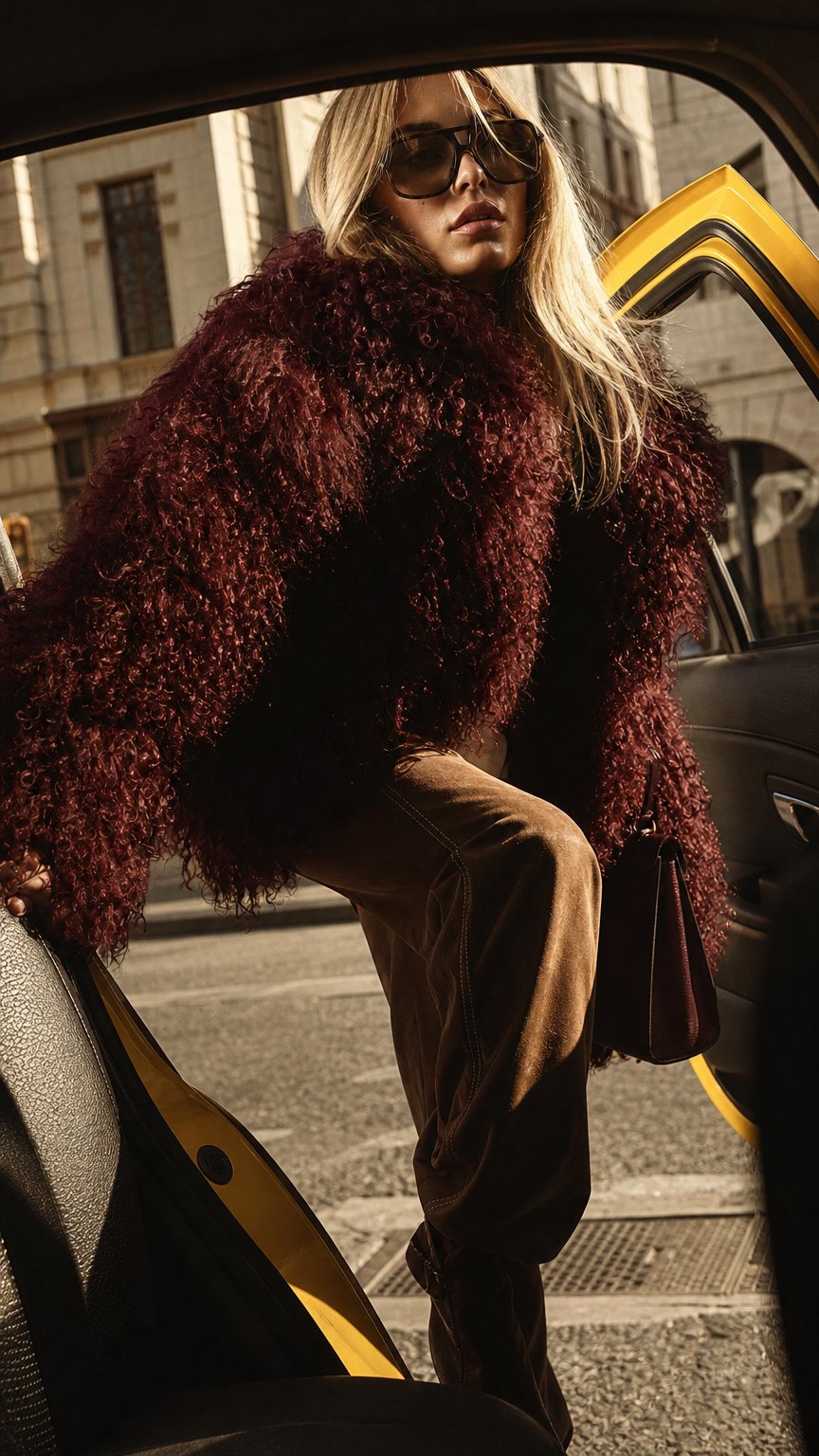 AI product shot of Alicia Mongolian Fur Coat