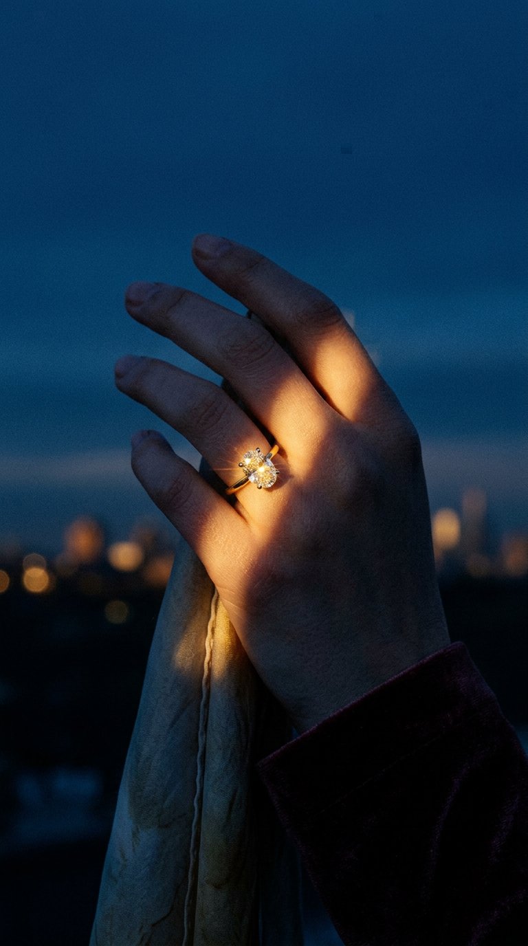 AI product shot of Everlasting 2.00ct TW Oval Lab-Grown Diamond Solitaire Engagement Ring in 18ct Yellow and White Gold