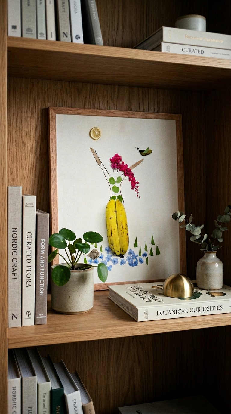 AI product shot of Banana Bloom - Nature-Inspired Floral Portrait Wall Art Print
