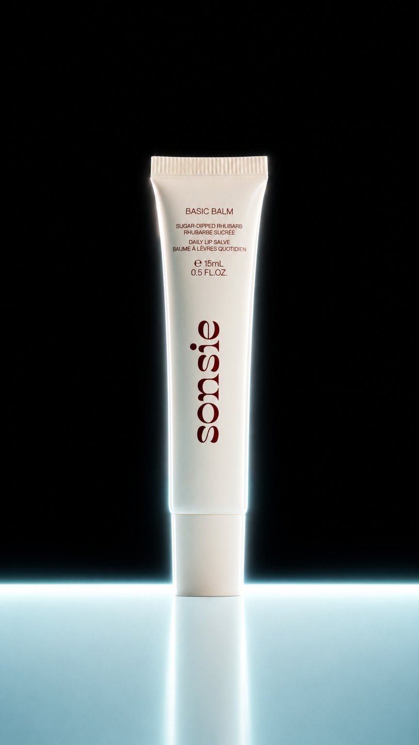 AI product shot of Basic Balm in Sugar-Dipped Rhubarb