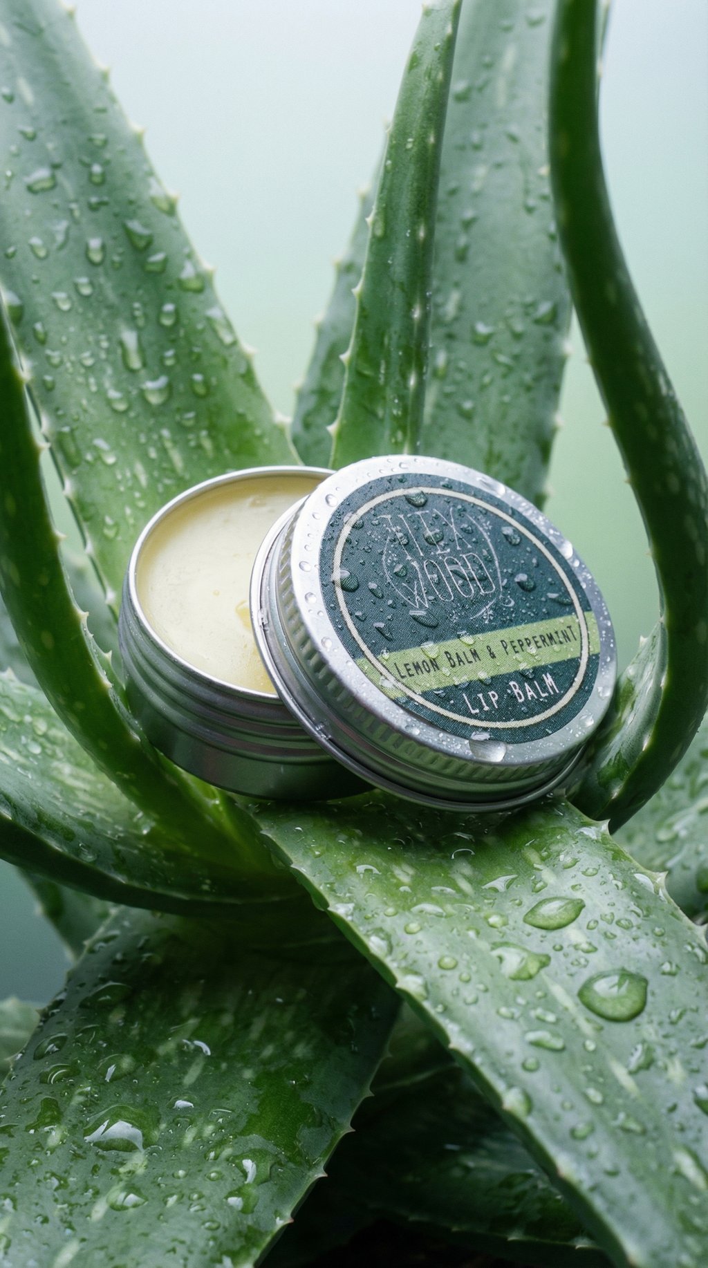 AI product shot of Vegan Lemon Balm and Peppermint Lip Balm Set of 3 (3 x 10ml)