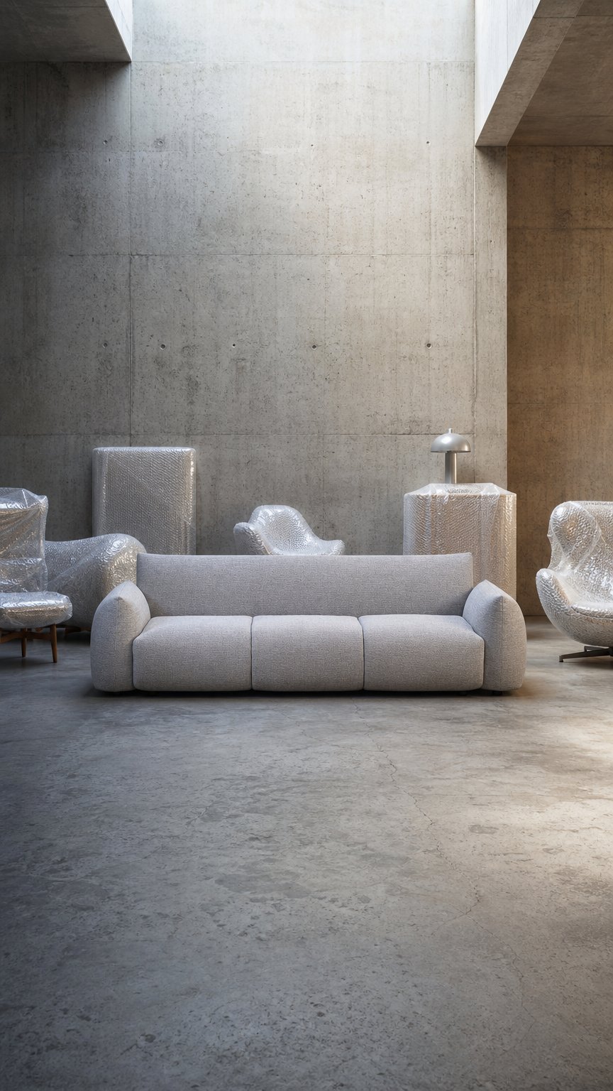 AI product shot of Paros Natural Linen Outdoor Sofa