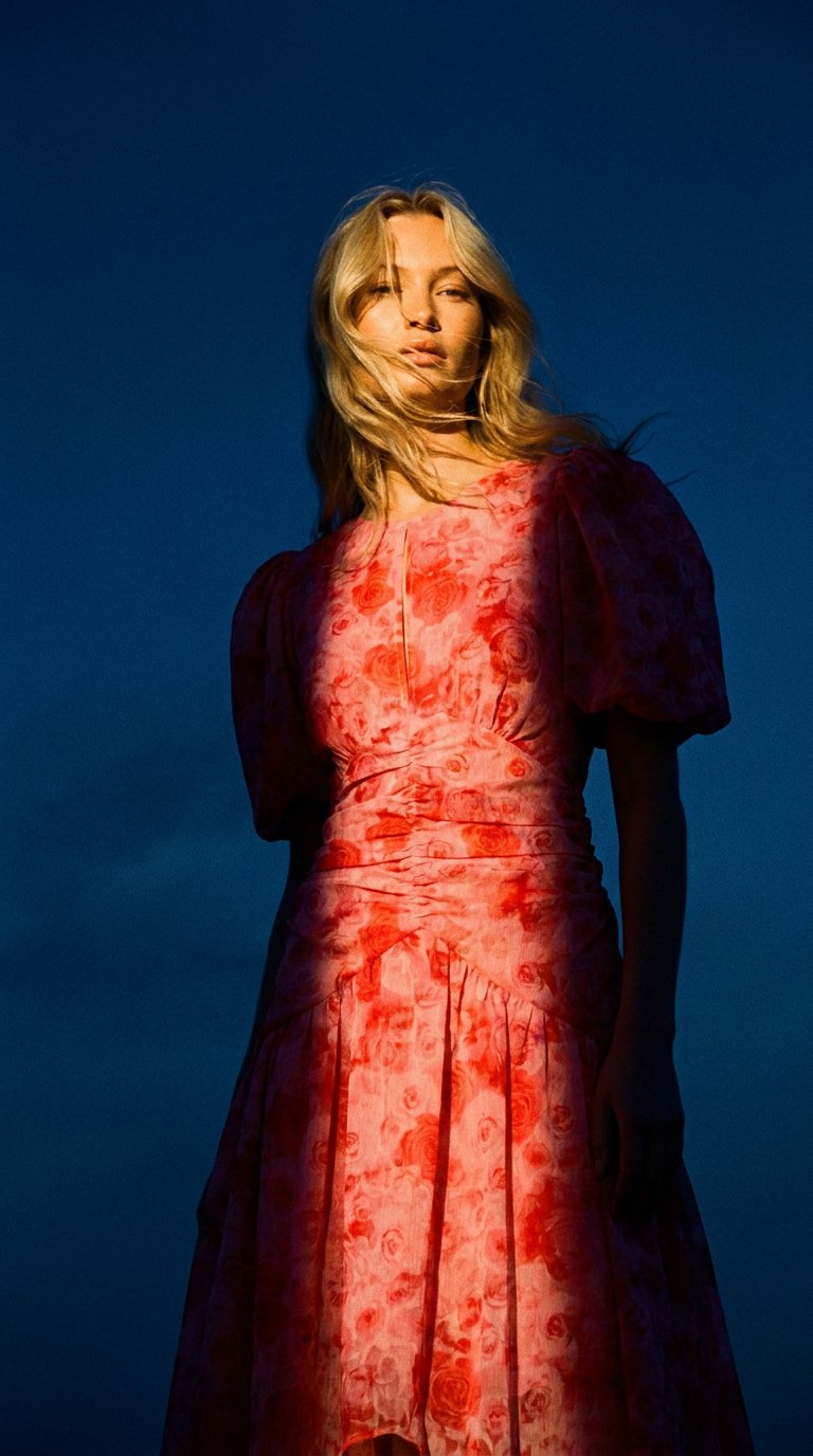 AI product shot of Elainecras Dress - Pink Rosegarden
