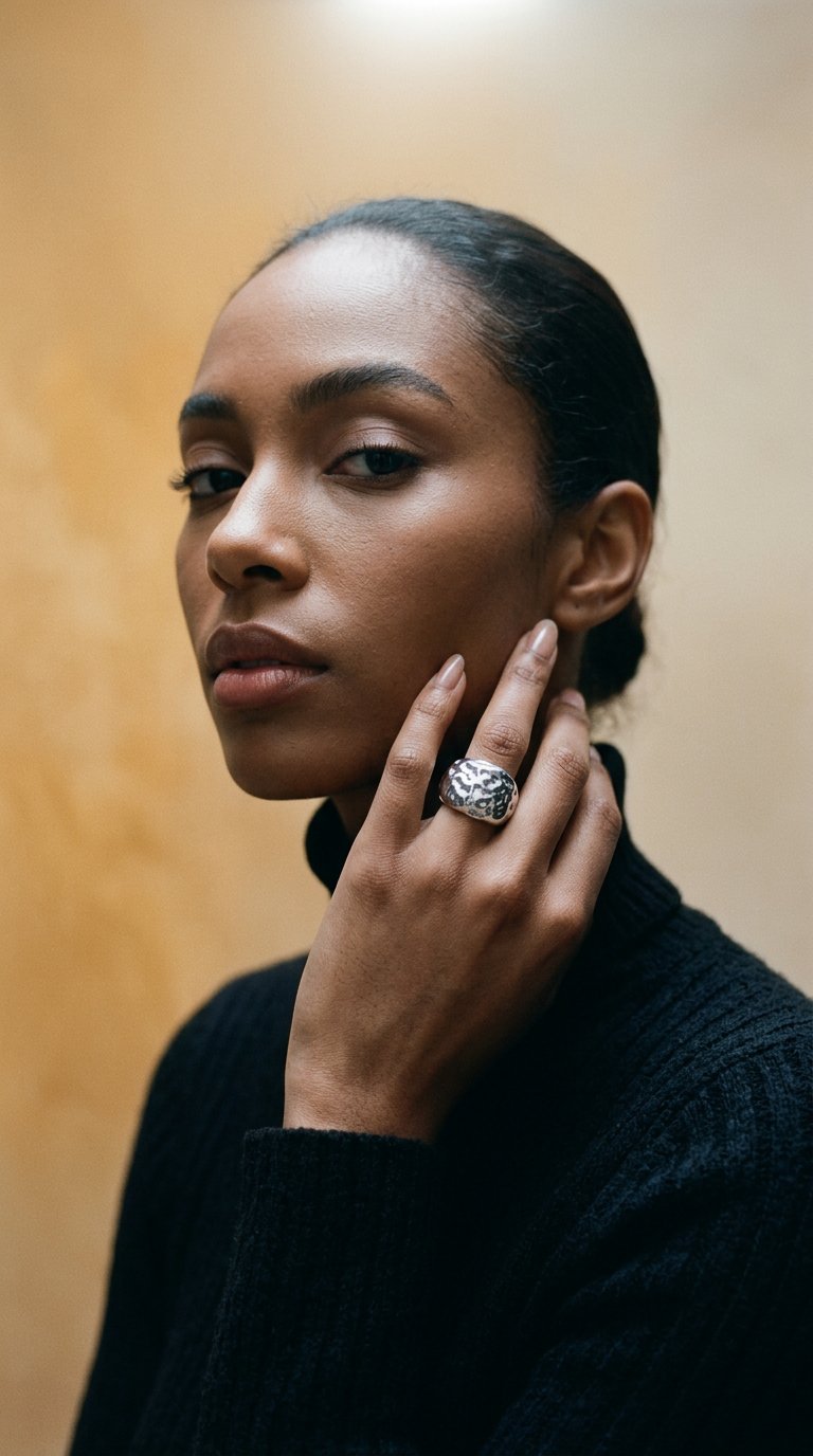 AI product shot of lave ring