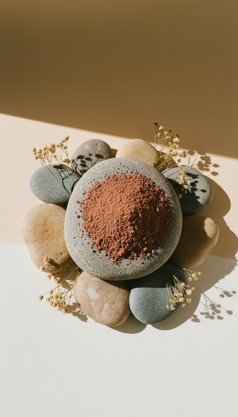 AI product shot of AFRICAN ERDE Terracotta Powder ORIGINAL - NEW with Argan Oil