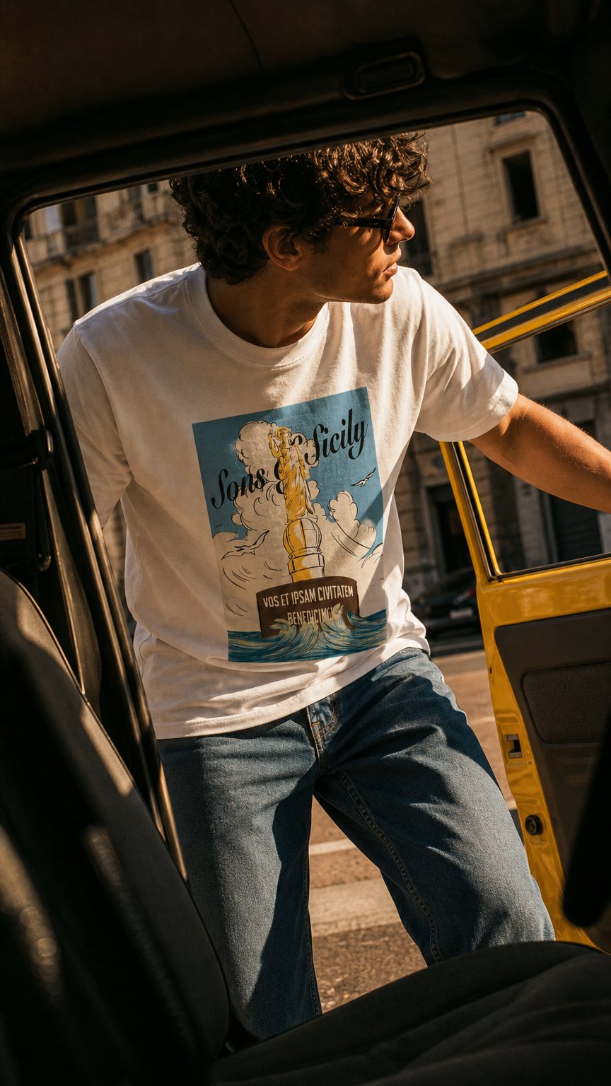 AI product shot of T-SHIRT LA MADONNINA