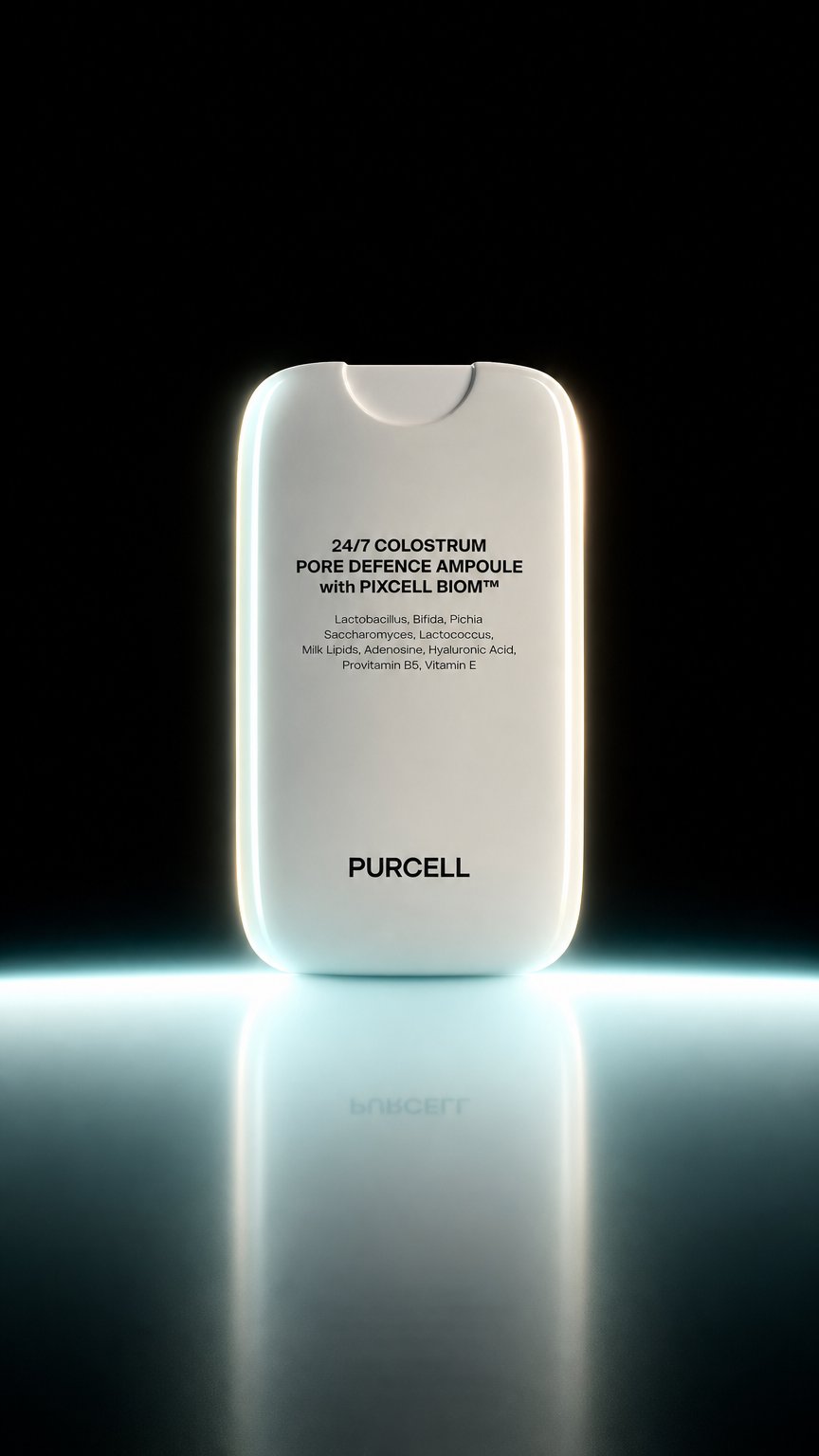AI product shot of PURCELL 24/7 Colostrum Pore Defence Ampoule 55ml