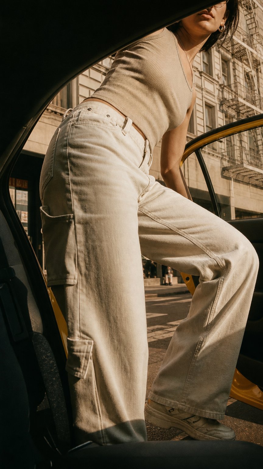 AI product shot of AiiRZ Washed Pocket Detail Baggy Cargo Jeans