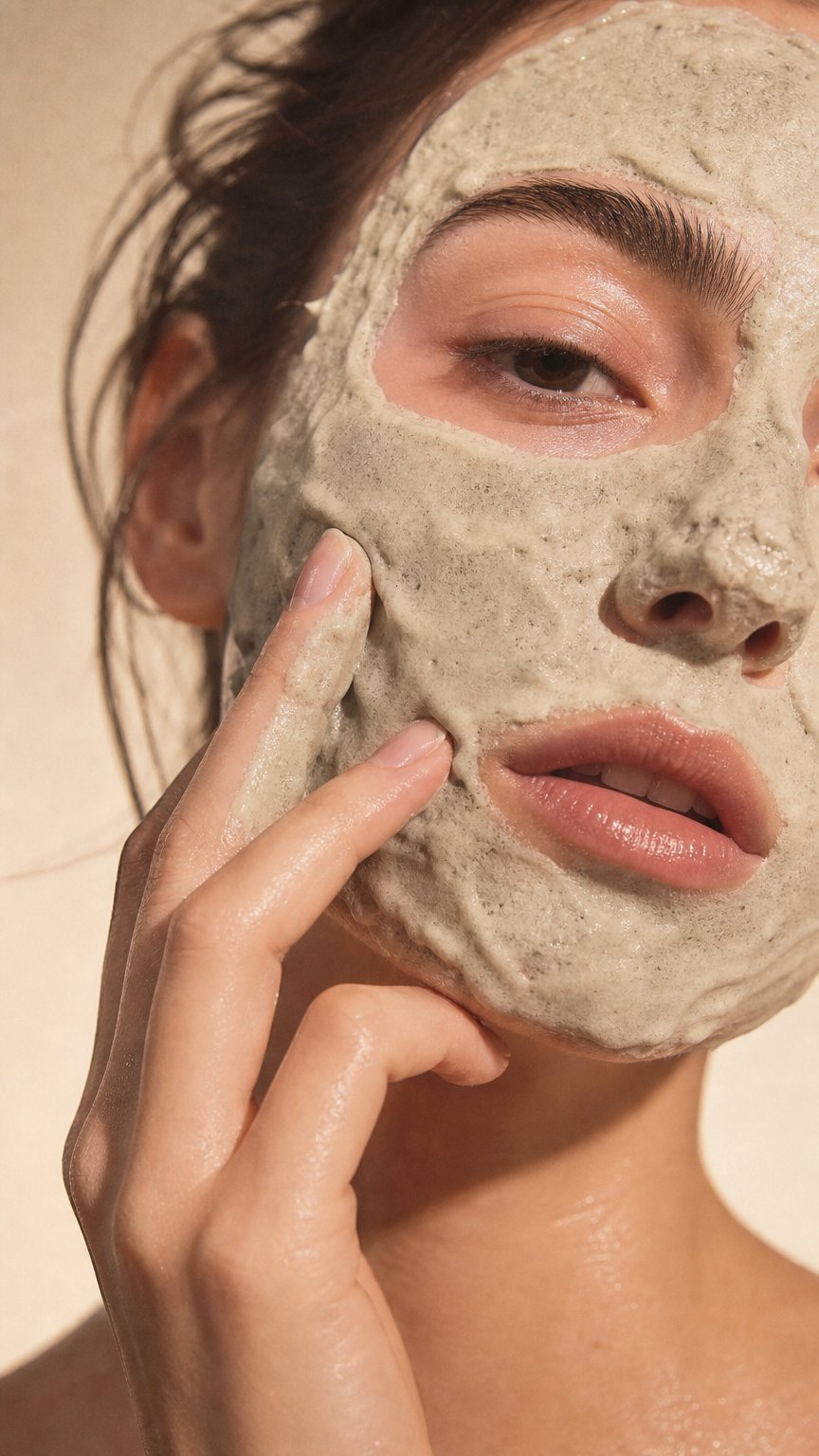AI product shot of Holy Basil bubble mask