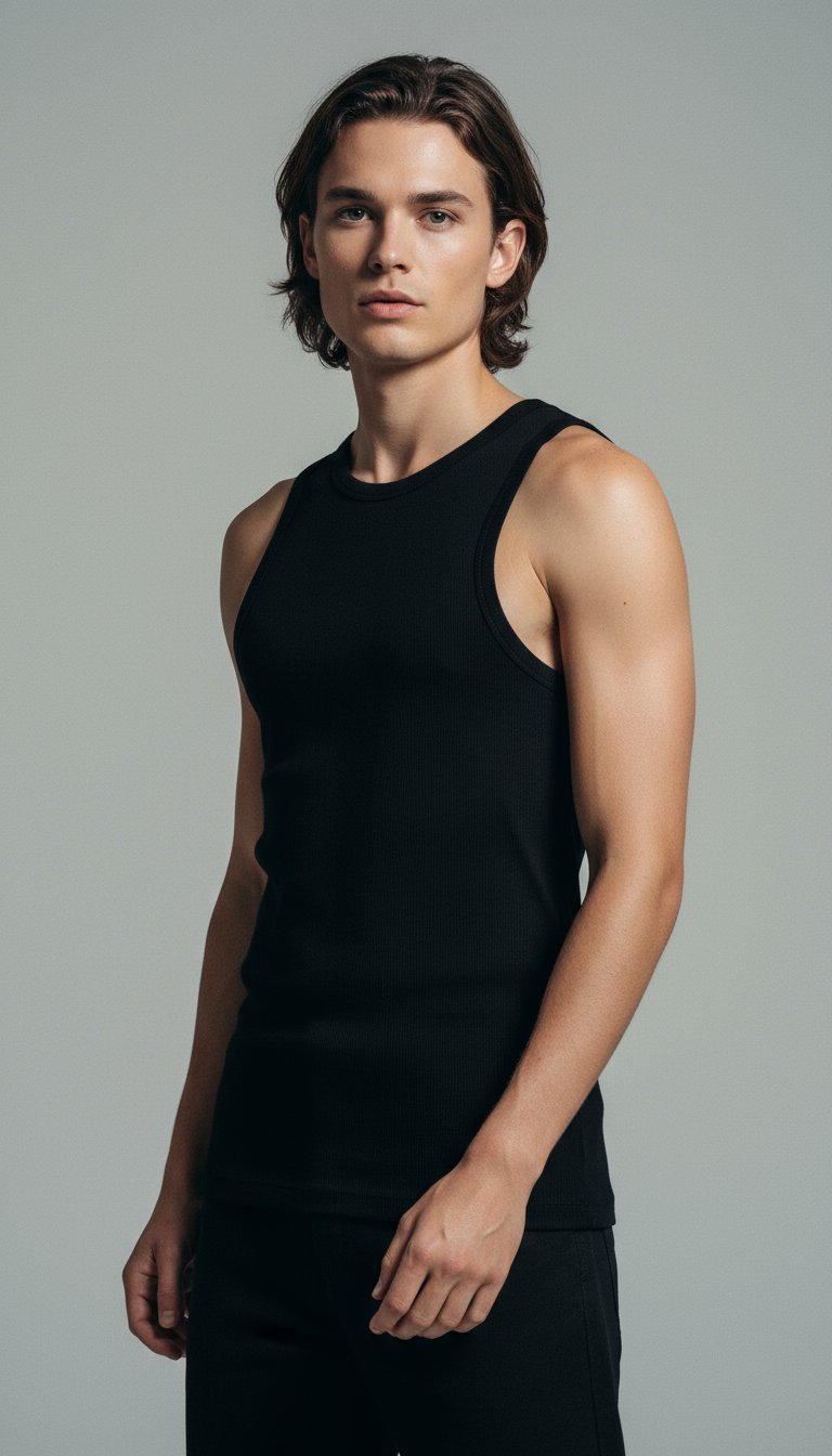 AI product shot of Ribbed Tank - Black