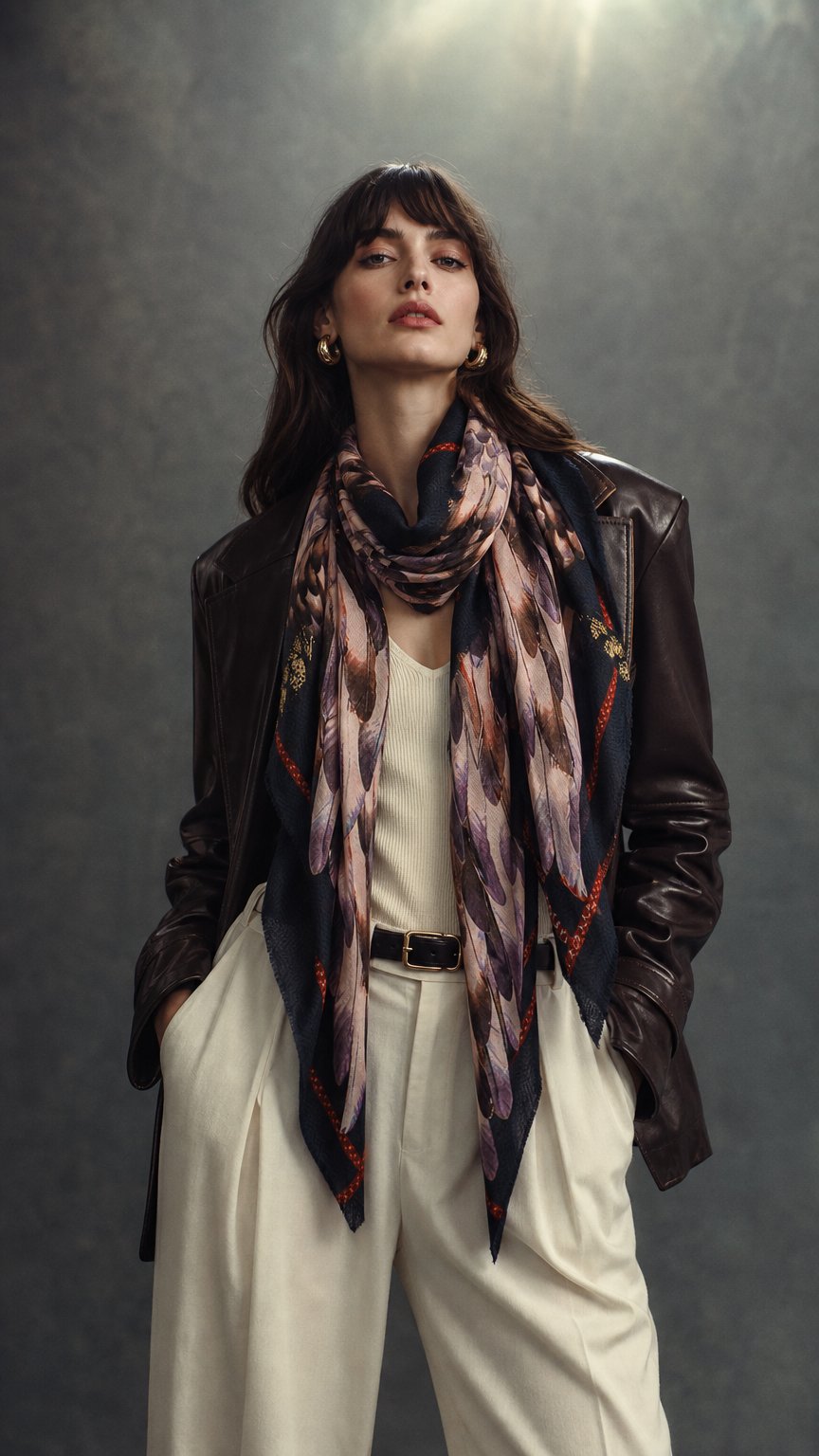 AI product shot of Wing Scarf Blue SILK Chiffon