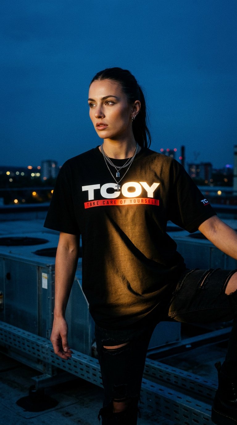 AI product shot of TCOY Logo Tee