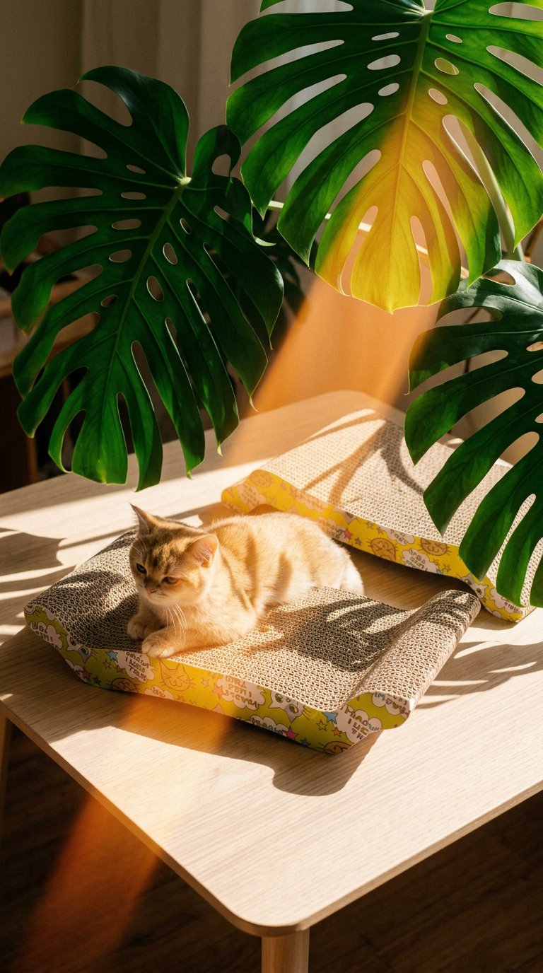 AI product shot of Mumoo Bear Cat Scratching Board Lounger Sofa Bed, Reversible Pads - Premium Cardboard Construction